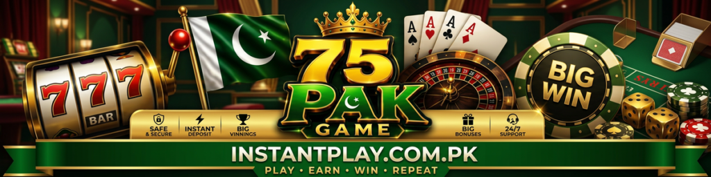 75pak Game app interface showing real-money mini-games like Ludo and Dragon Tiger with JazzCash deposit options in Pakistan.