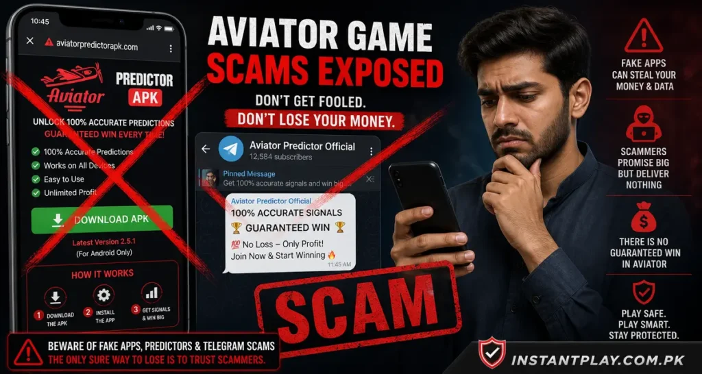 A consumer protection warning exposing fake Aviator Predictor apps and Telegram signal scams targeting digital reward players in Pakistan.